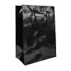 Sac luxe en carton noir brillant personnalisable avec cordon tissu (18 x 25 x 10 cm)