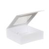 Boîte à fenêtre à fermeture aimantée, blanc mat, base carrée 15 cm ouverte
