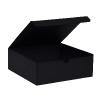 Boîte carrée carton noir micro-cannelé 23 cm ouverte