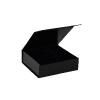 Boîte de luxe carrée noire à fermeture aimantée 15 cm ouverte