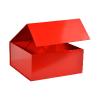 Boîte carrée luxe rouge brillant à fermeture aimantée 22 cm ouverte - au comptoir des boites