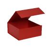 Boîte carrée luxe rouge mat à fermeture aimantée 22 cm ouverte - au comptoir des boites