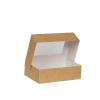 Boîte carrée patissière carton kraft à fenêtre 17 cm ouverte