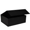 Boîte de luxe GM, aimantée, en carton noir mat 40 cm ouverte