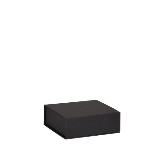 Boîte plate carrée aimantée alimentaire luxe noir 10 cm - au comptoir des boites