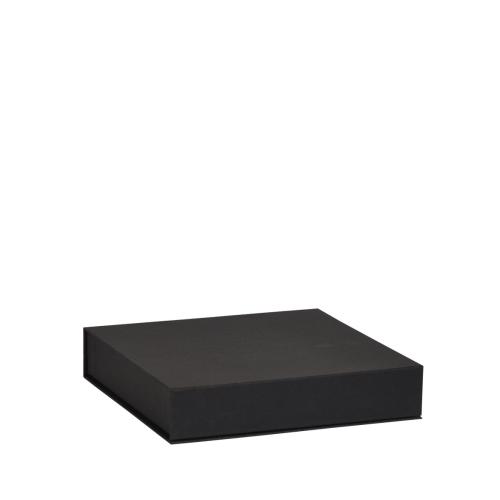 Boîte plate carrée aimantée alimentaire luxe noir 16.5 cm - au comptoir des boites