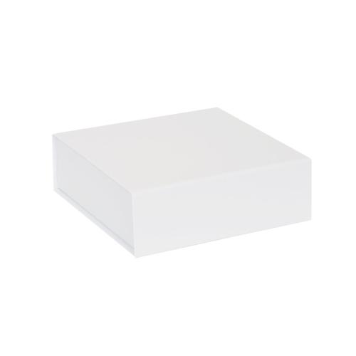 Boîte plate carrée aimantée luxe blanc mat 15 cm - au comptoir des boites