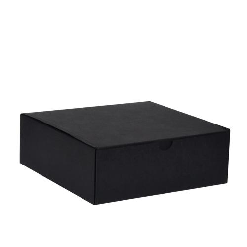 Boîte carrée carton noir micro-cannelé 22 cm