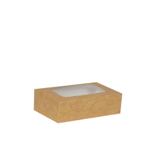 Boîte carrée patissière carton kraft à fenêtre 17 cm - au comptoir des boites