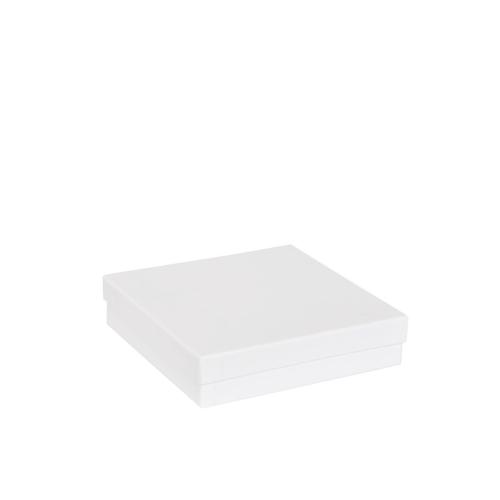 Boîte carrée plate luxe blanc mat couvercle cloche 18 cm - au comptoir des boites