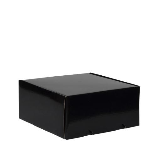 Boîte carrée carton noir vernis 23.5 cm
