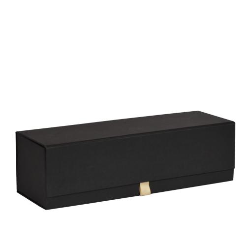 Boîte longue luxe noir mat à rabat aimanté 33 cm - au comptoir des boites