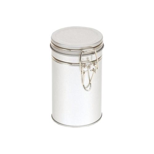 Boîte argentée en fer blanc avec couvercle clip 65 cl - au comptoir des boites