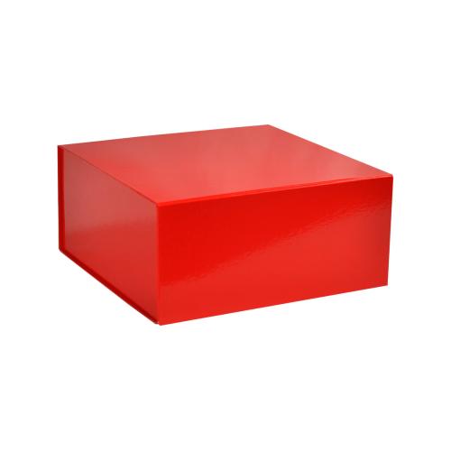 Boîte carrée luxe rouge brillant à fermeture aimantée 22 cm - au comptoir des boites