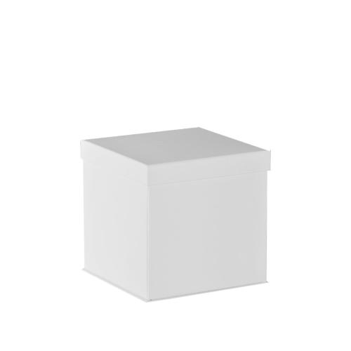 Boîte carrée haute à monter luxe blanc mat couvercle cloche 18 cm - au comptoir des boites