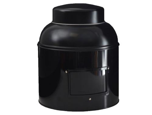 Boîte cylindrique à thé en fer noir brillant couvercle cloche 4.5 L- au comptoir des boîtes