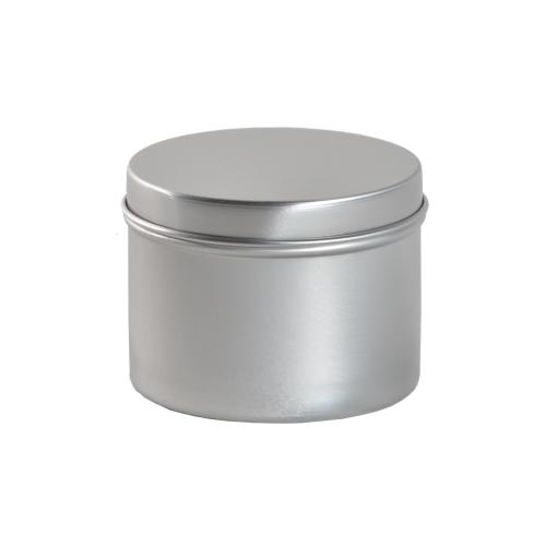 Boîte cylindrique argentée avec couvercle coiffant 125 ml