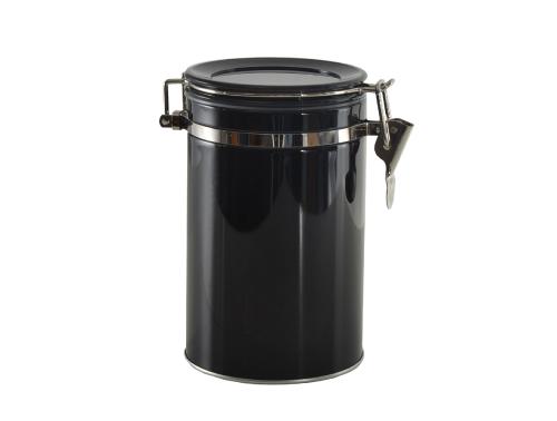 Boîte cylindrique en fer noir couvercle clip 1 L - au comptoir des boites