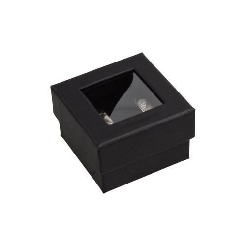 Boîte écrin à fenêtre personnalisable en carton noir mousse intégrée (4.4 x 4.4 x 3 cm)