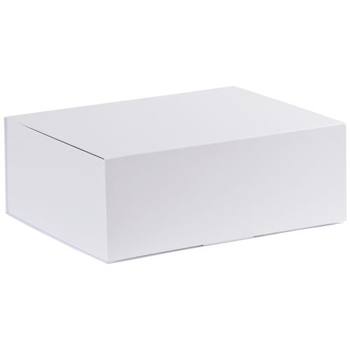 Boîte luxe blanc mat à rabat sans aimants 40 cm - au comptoir des boites