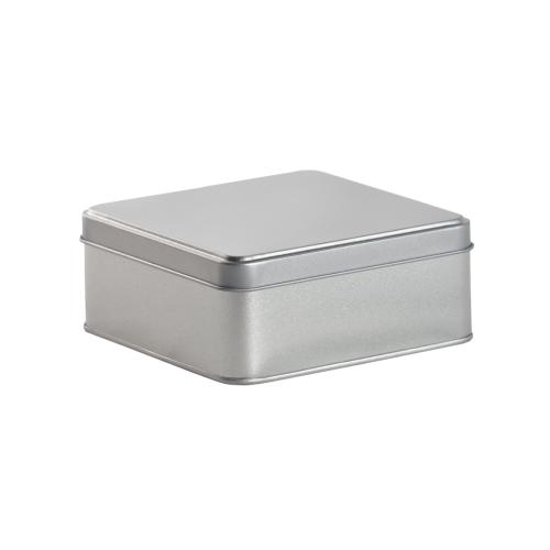 Boîte métallique argentée avec couvercle coiffant 12.3 cm - au comptoir des boites