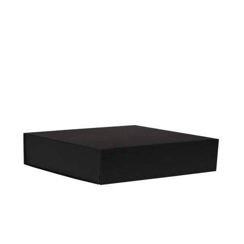 Boîte plate carrée aimantée luxe noir mat 22 cm - au comptoir des boites