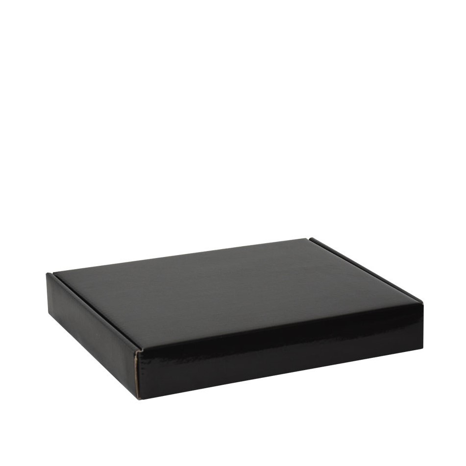 Boîte rectangulaire en carton noir micro-cannelé éco 35 cm