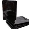Sac luxe en carton noir brillant personnalisable avec cordon tissu (18 x 25 x 10 cm)