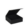 Boîte de luxe base carrée, aimantée, en carton noir mat 15 cm, hauteur 5cm ouverte