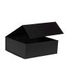 Boîte carrée luxe noir mat à fermeture aimantée ouverte 25 cm