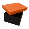 Boîte carton fort MM doublage noir intégral 18 cm couvercle orange ouvert - au comptoir des boites