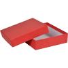 Boîte éco carrée en carton rouge rainuré 14.5 cm ouverte - au comptoir des boites