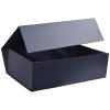 Boîte luxe bleu fermée à rabat aimanté 38 cm ouverte - au comptoir des boites