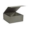 Boîte luxe gris à rabat aimanté ouverte longueur 18 cm - au comptoir des boites