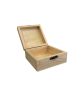 Boîte en bois ouverte carrée à charnières 10 cm- au comptoir des boîtes