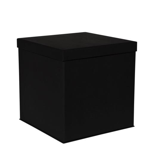 Boîte carrée haute à monter luxe noir mat couvercle cloche 24 cm - au comptoir des boites