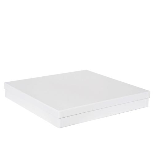 Boîte carrée plate luxe blanc mat couvercle cloche 35 cm - au comptoir des boites