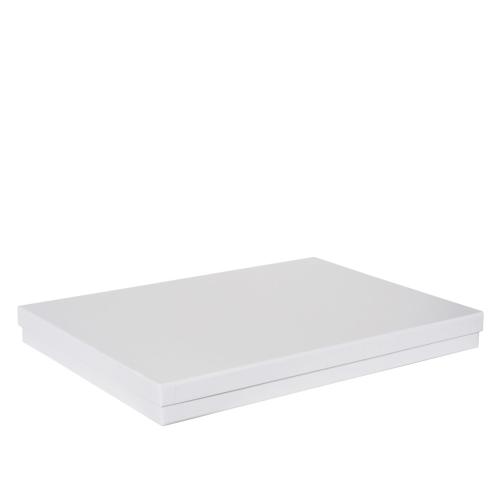Boîte plate luxe blanc mat couvercle cloche A3 - au comptoir des boites