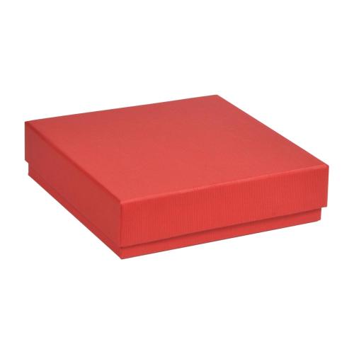 Boîte éco carrée en carton rouge rainuré 14.5 cm - au comptoir des boites