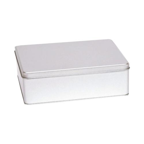 Boîte argentée en fer blanc couvercle 16.5 cm - au comptoir des boites