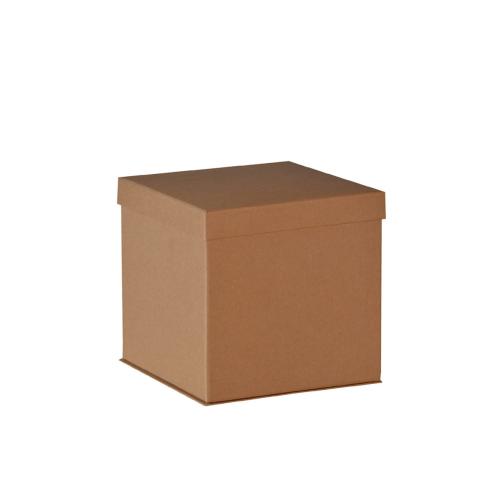 Boîte cubique auto-montable en carton luxe kraft couvercle cloche 18 cm - au comptoir des boites