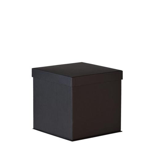 Boîte carrée haute à monter luxe noir mat couvercle cloche 18 cm - au comptoir des boites