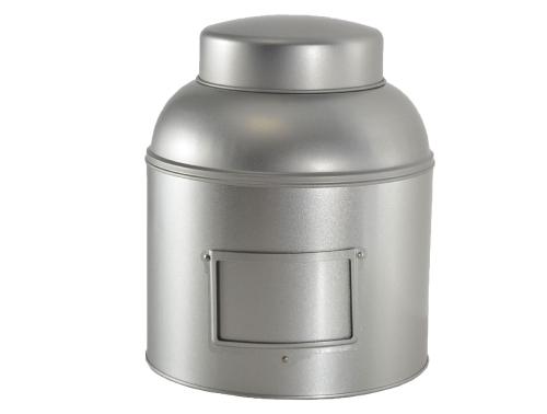 Boîte cylindrique à thé en fer argenté couvercle cloche 4.5 L- au comptoir des boites