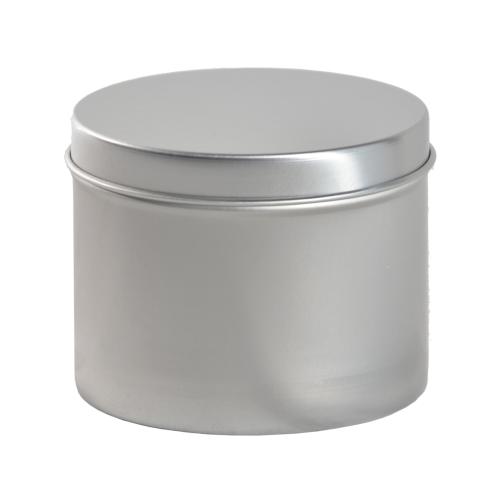 Boîte cylindrique argentée avec couvercle coiffant 225 ml - au comptoir des boites