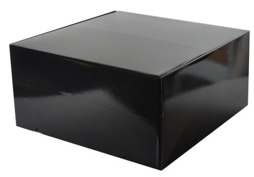 Boîte d'emballage noire brillant fermée en carton vernis 41 cm