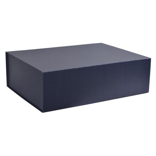 Boîte luxe bleu fermée à rabat aimanté 38 cm - au comptoir des boites