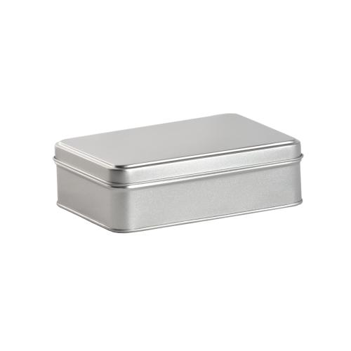 Boîte métallique argentée avec couvercle coiffant 13.8 cm - au comptoir des boites