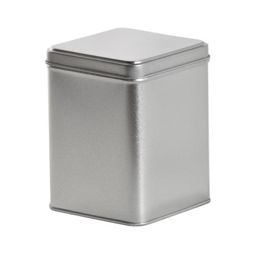 Boîte métallique argentée haute avec couvercle coiffant 8.3 cm - au comptoir des boites