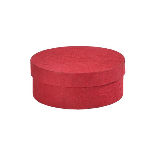 Boîte ronde plate luxe rouge mat couvercle cloche diamètre 13 cm - au comptoir des boites