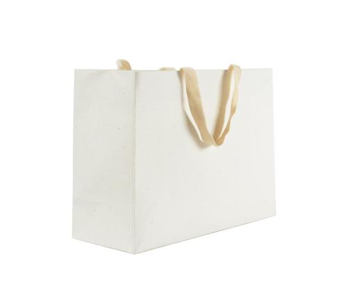 Sac luxe en carton blanc recyclé avec cordon tissu (L.40 x l.15 x h.29 cm)